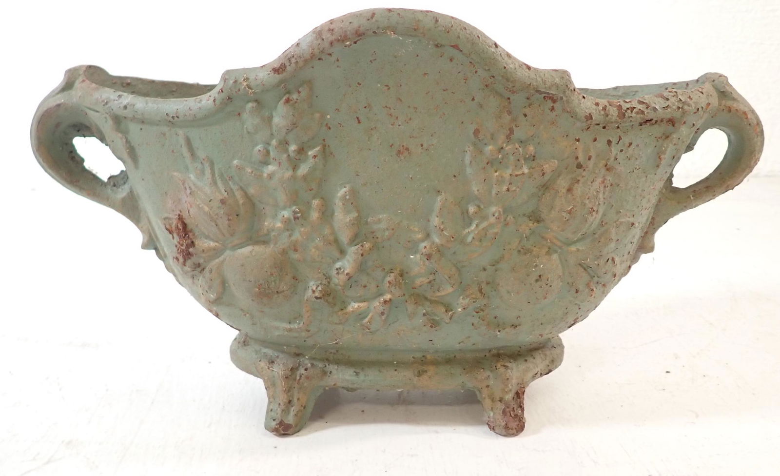 Cast Iron Planter: Approx 6" x 13 1/2" x 7 1/2" tall