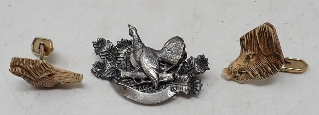 Wild Boar Cufflinks Pewter Turkey Pin (1 of 3)
