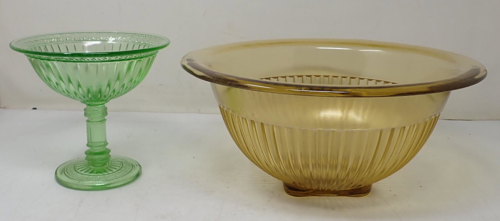 Depression Glass Bowl & Compote (1 of 2)