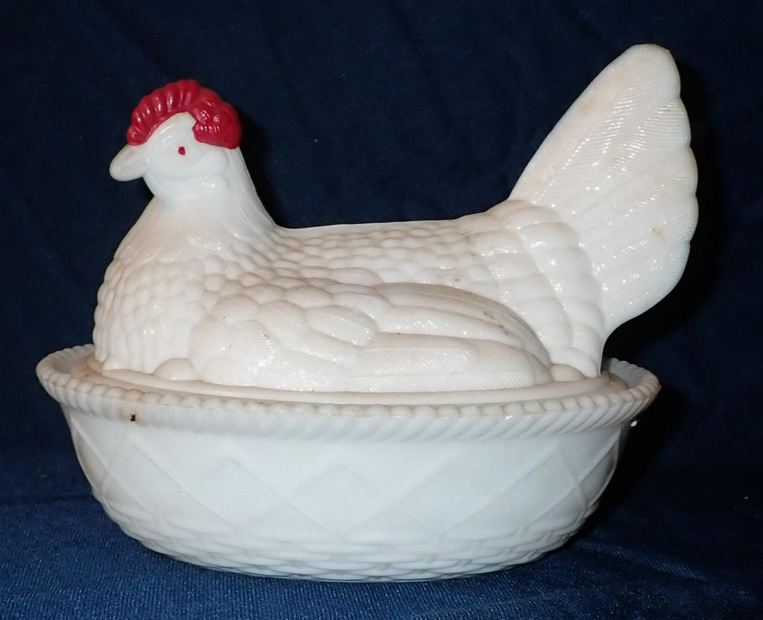Milk Glass Hen on Nest Candy Dish (1 of 2)