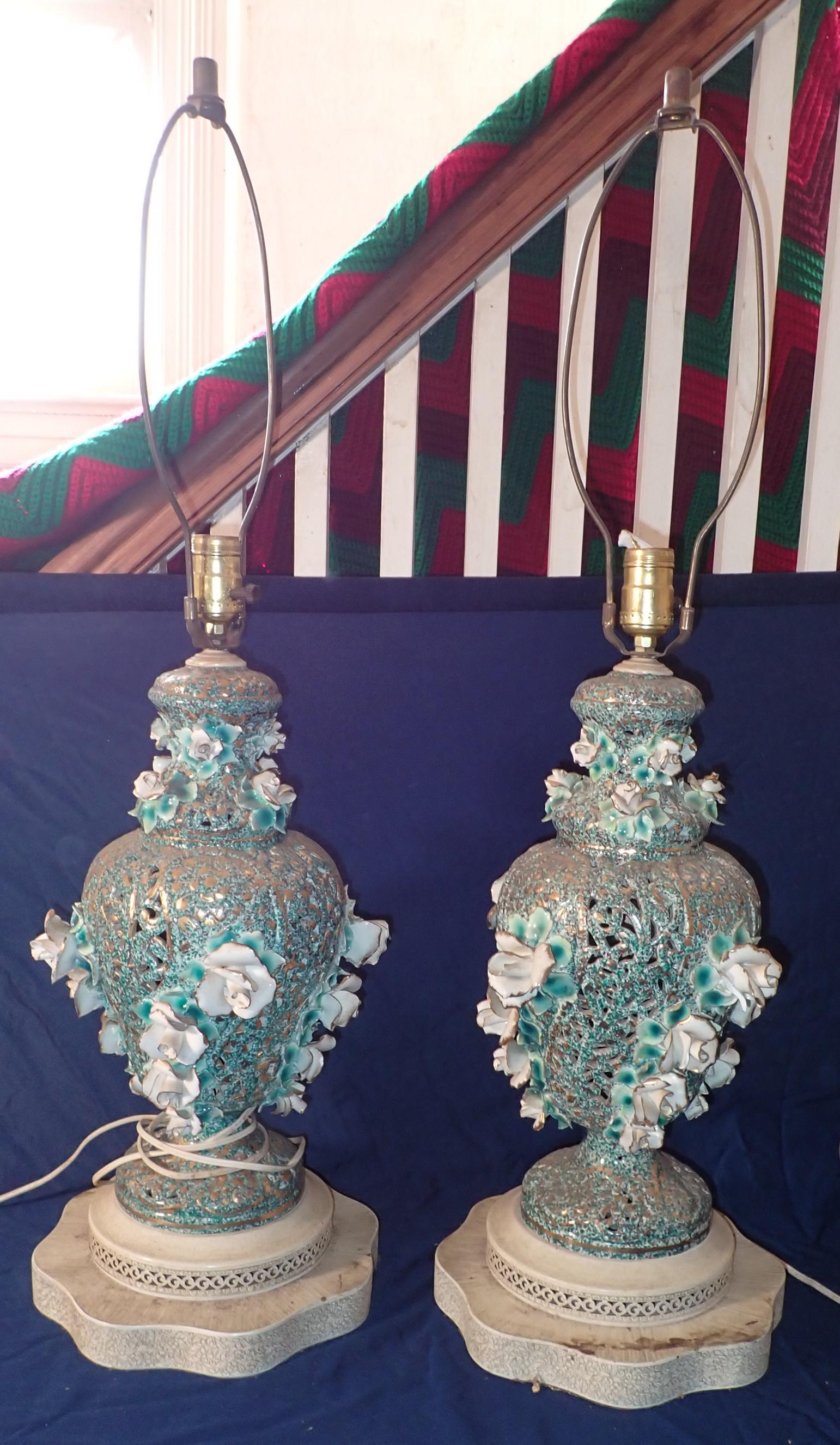 MCM Style Floral Table Lamps (1 of 5)