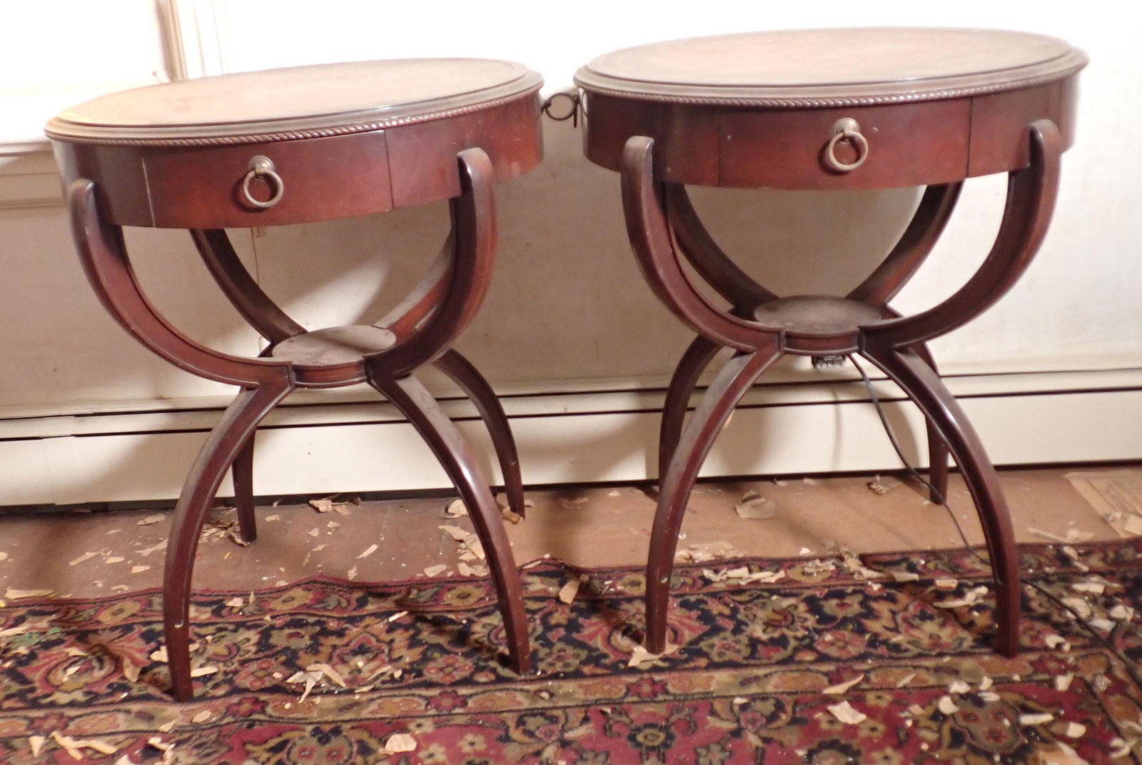 Leather Top Mahogany Tables (1 of 6)