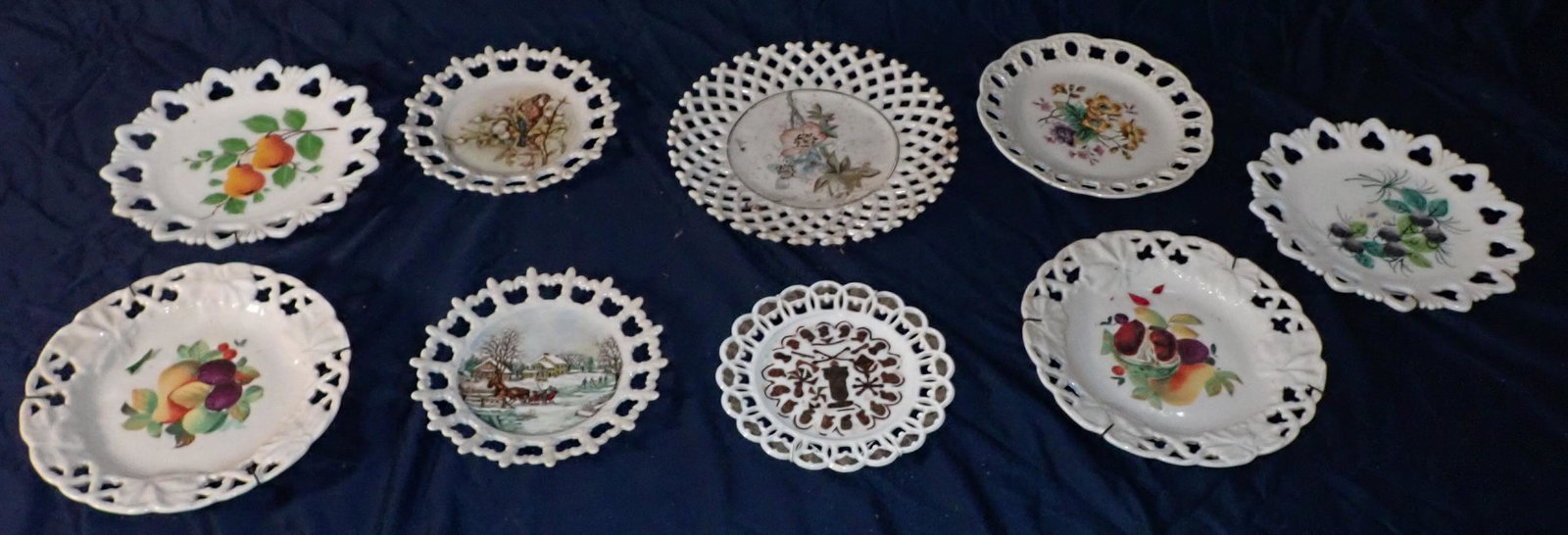 Porcelain & Milk Glass Hand Painted Plates (1 of 6)