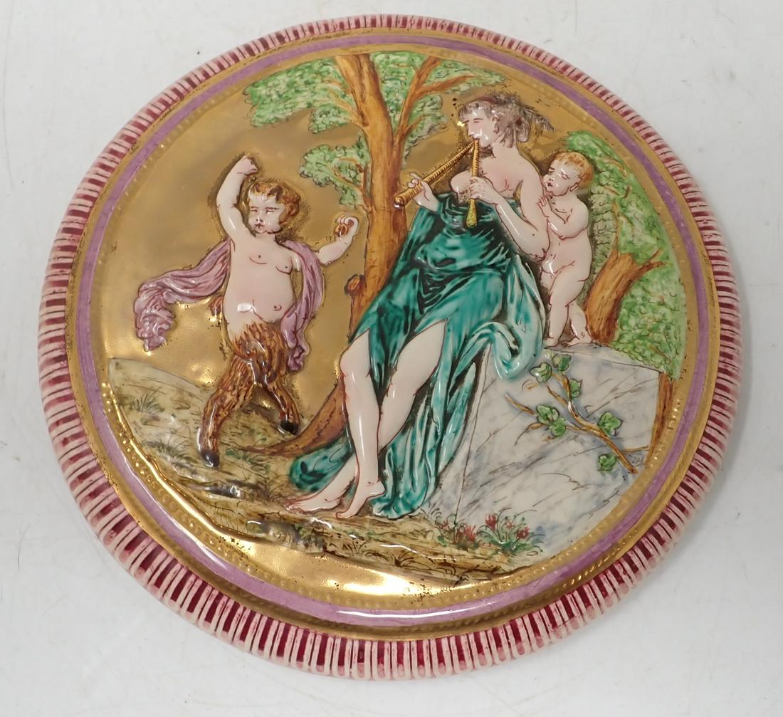 Hand Painted Porcelain Lid: Approx 8 1/4" in diameter