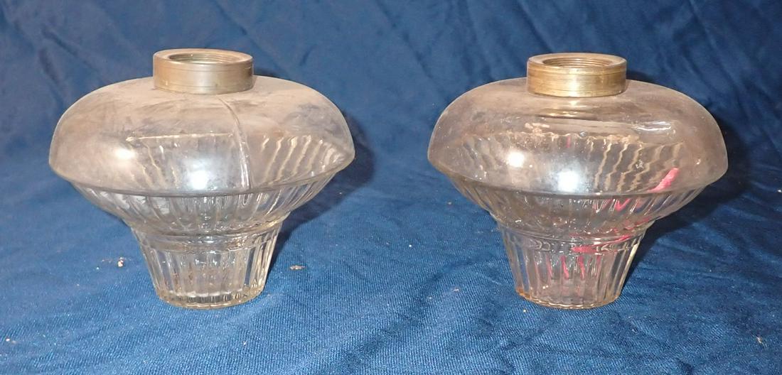2 Oil Lamps: Approx 5 1/4" in diameter and 5" tall
