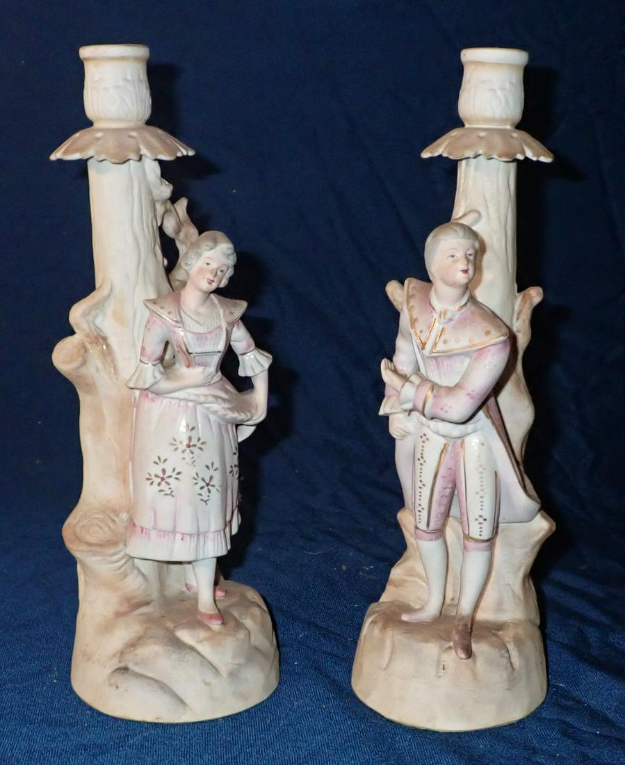 Victorian Bisque Lamp Bases / Candle Holders (1 of 5)