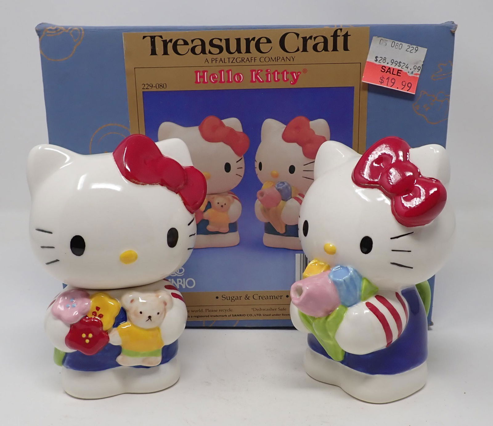 Treasure Craft Hello Kitty Creamer & Sugar: Sugar is approx 5" tall