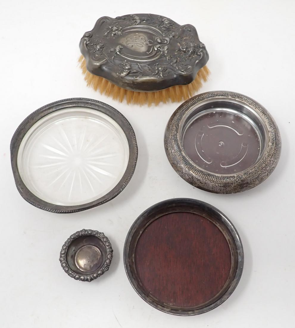 Coasters & Vanity Brush: Vanity brush is approx 3 1/4" x 4 1/2"