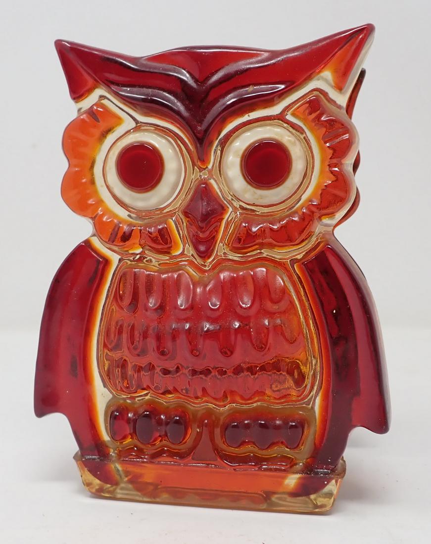 Lucite Owls Napkin Holder: Approx 2 3/4" x 3 7/8" x 6" tall