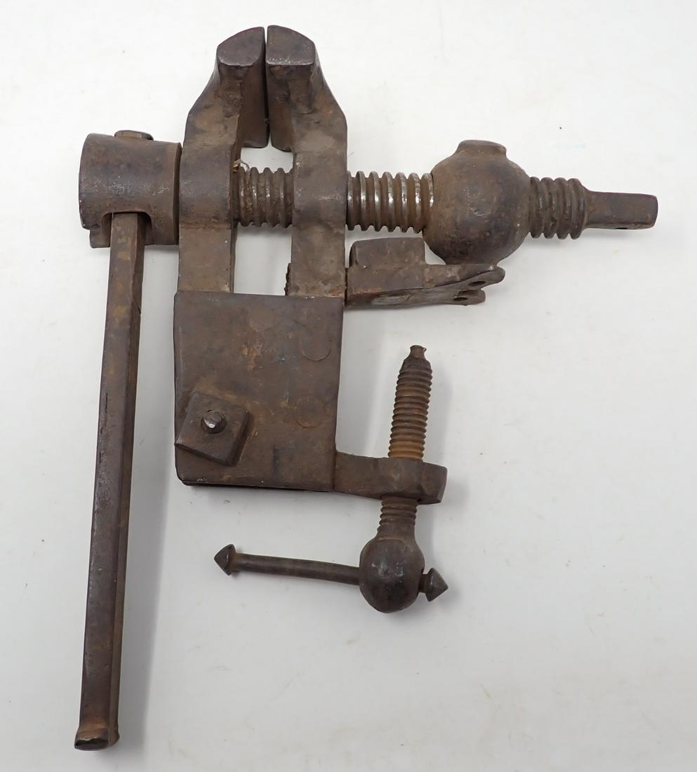 Antique Wrought Iron Clamp On Vise (1 of 5)