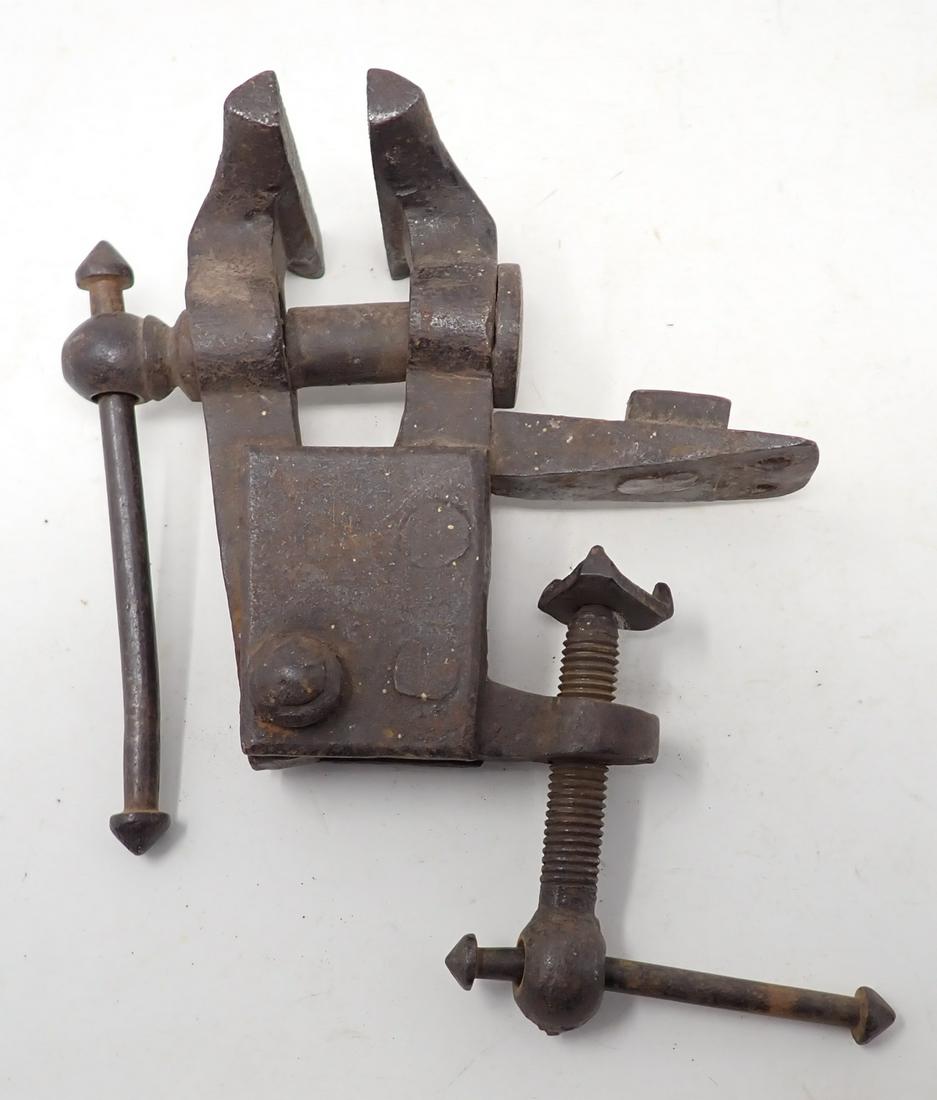 Antique Wrought Iron Clamp On Vise (1 of 4)