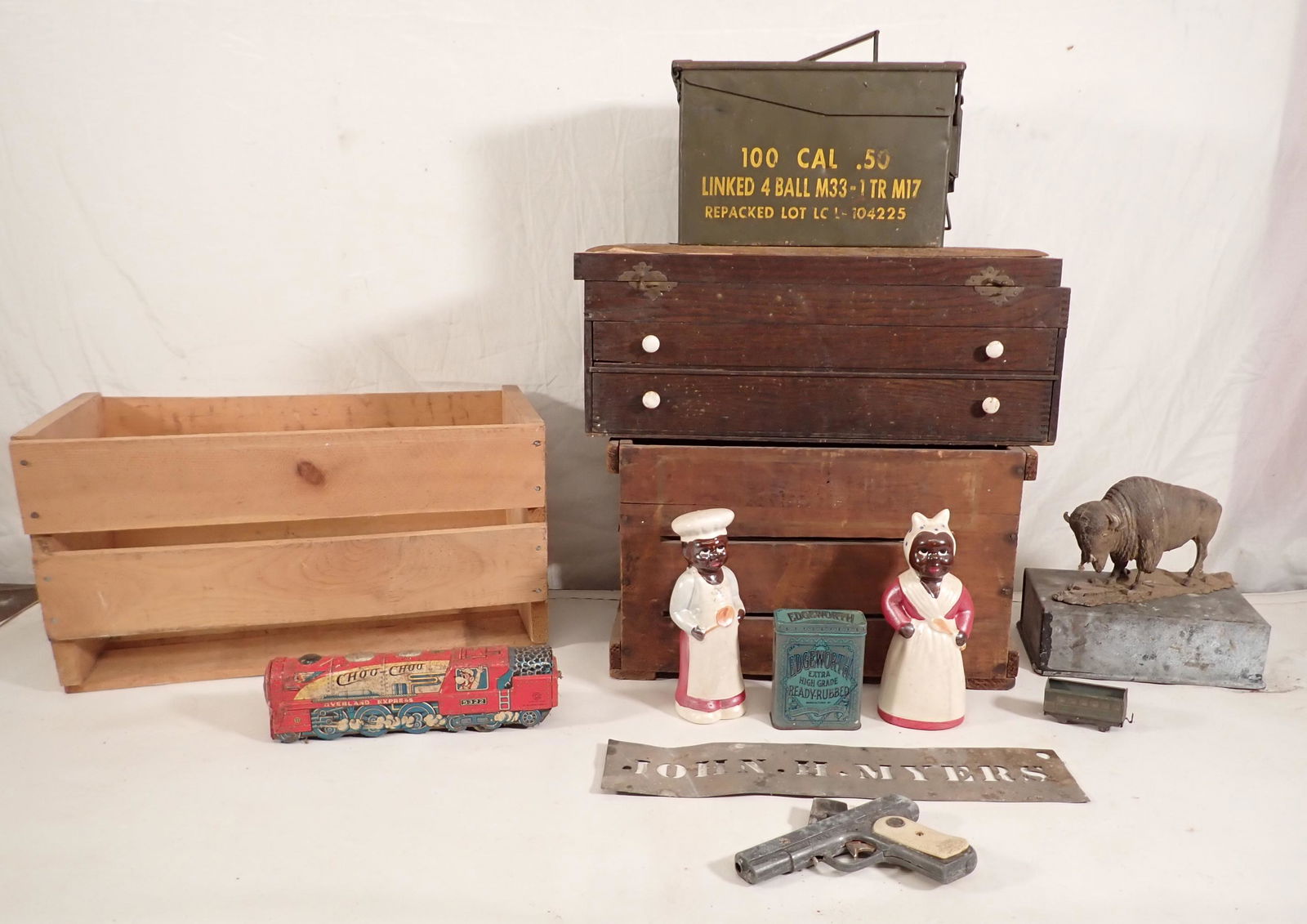 Wood Crates Tin Misc Table Contents (1 of 7)