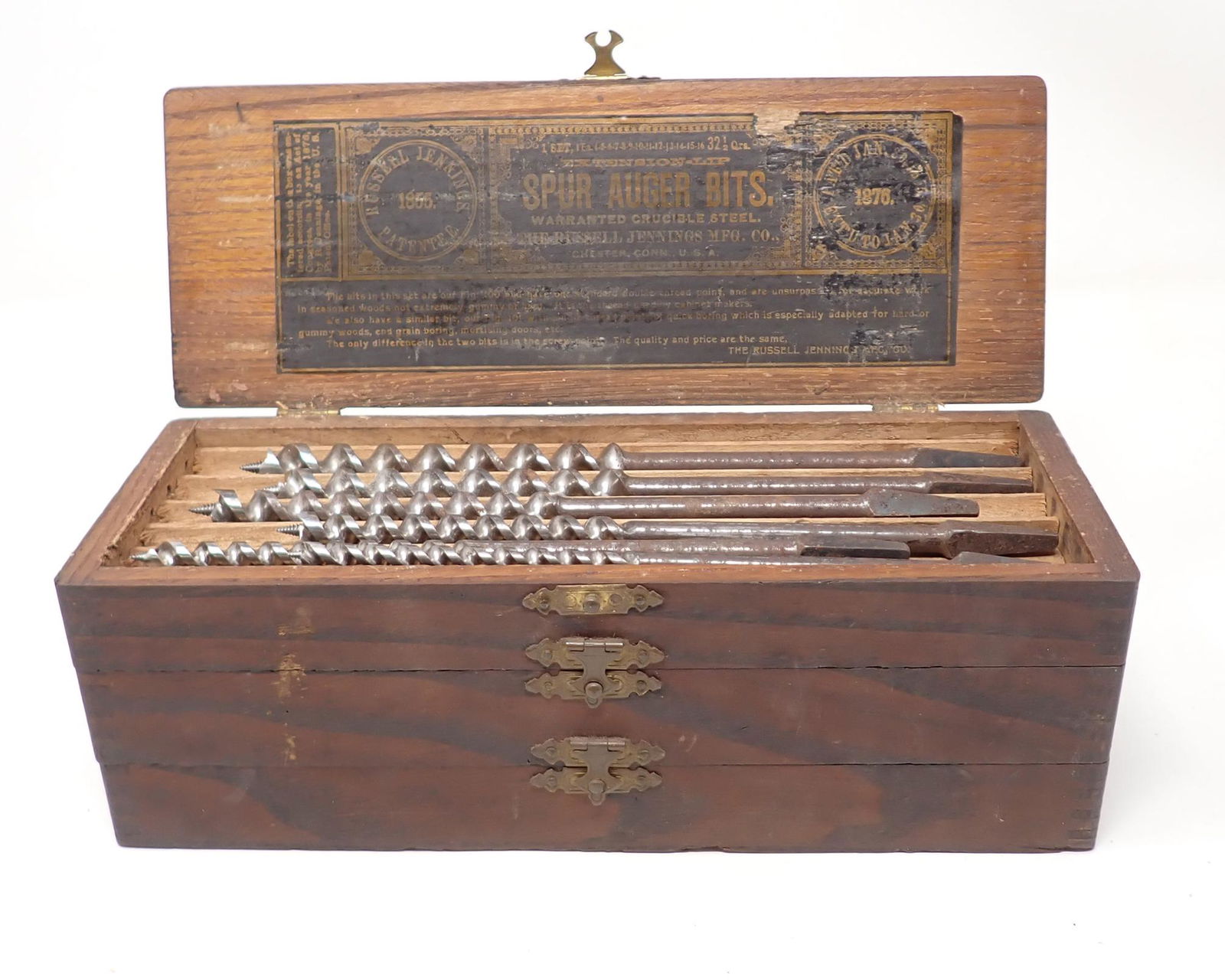 1876 Russell Jennings Spur Auger Bits with Case (1 of 9)