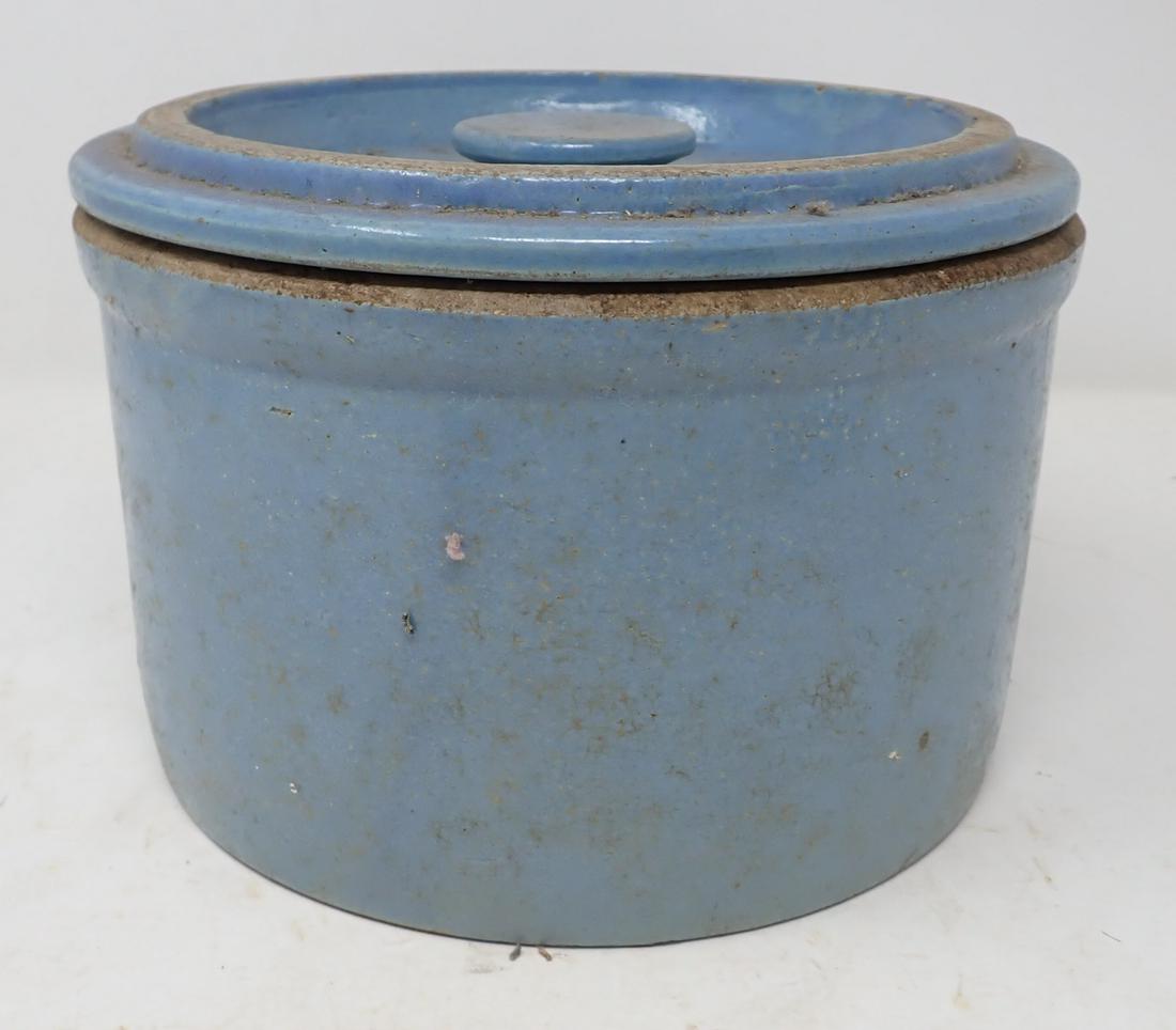 Stoneware Crock: Apprx 7 1/2" in diameter and 5 1/4" tall