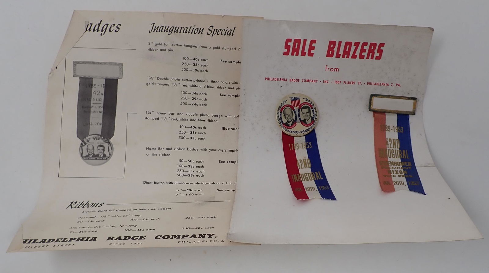 Eisenhower Nixon 1942 Inaugural Button Ribbons (1 of 3)