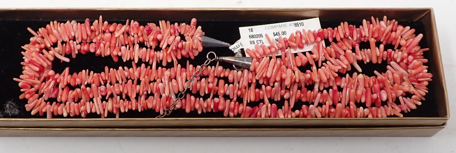 Coral 3 Stand Necklace w/ Sterling Clasps (1 of 3)