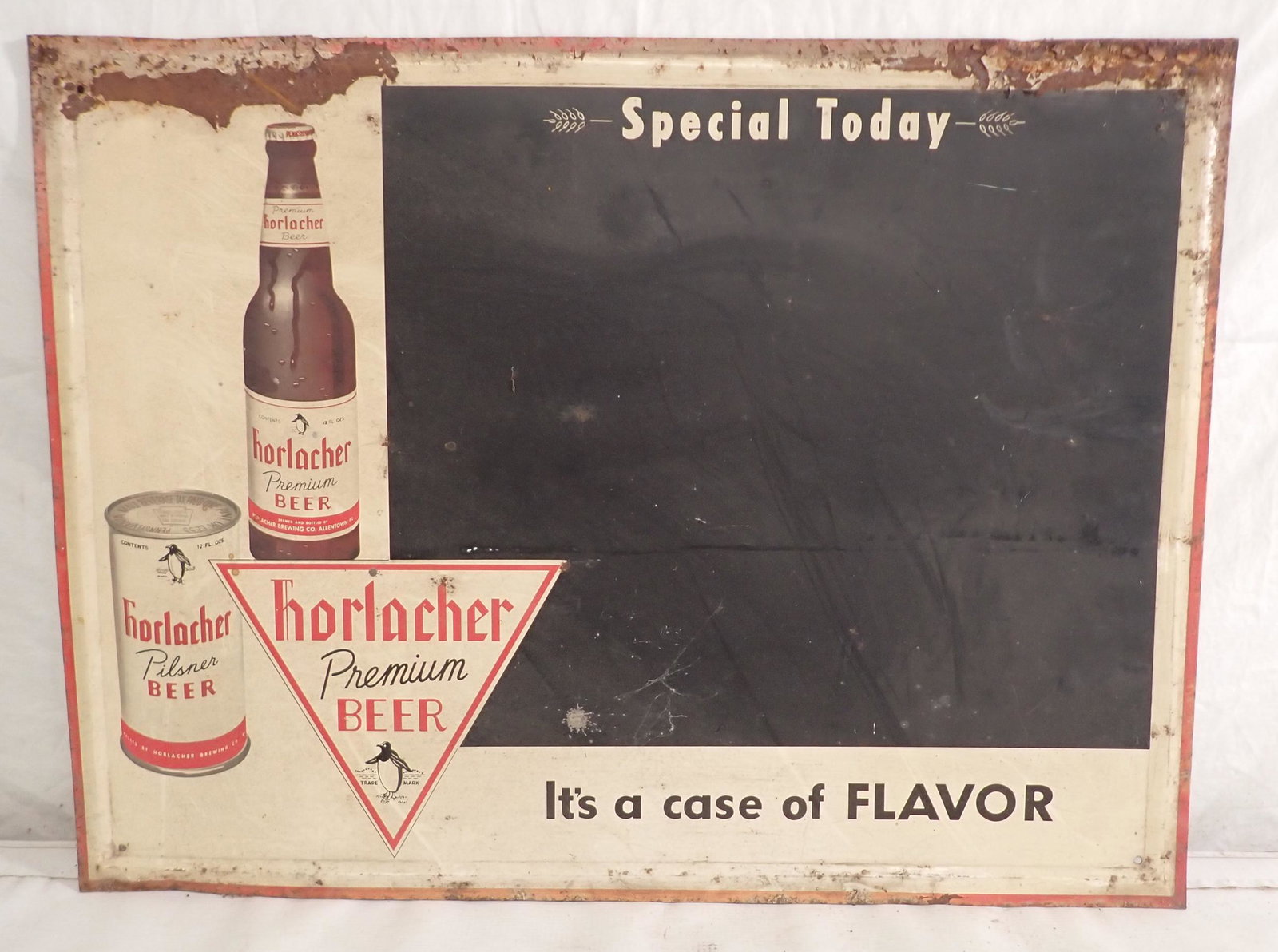Horlacher Beer Advertising Sign: Apprx 17 1/2" x 23 1/4"