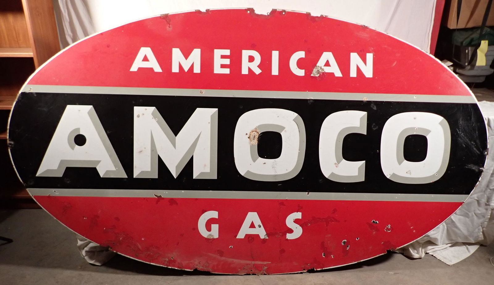 American Amoco Gas Porcelain Sign Double Sided (1 of 18)