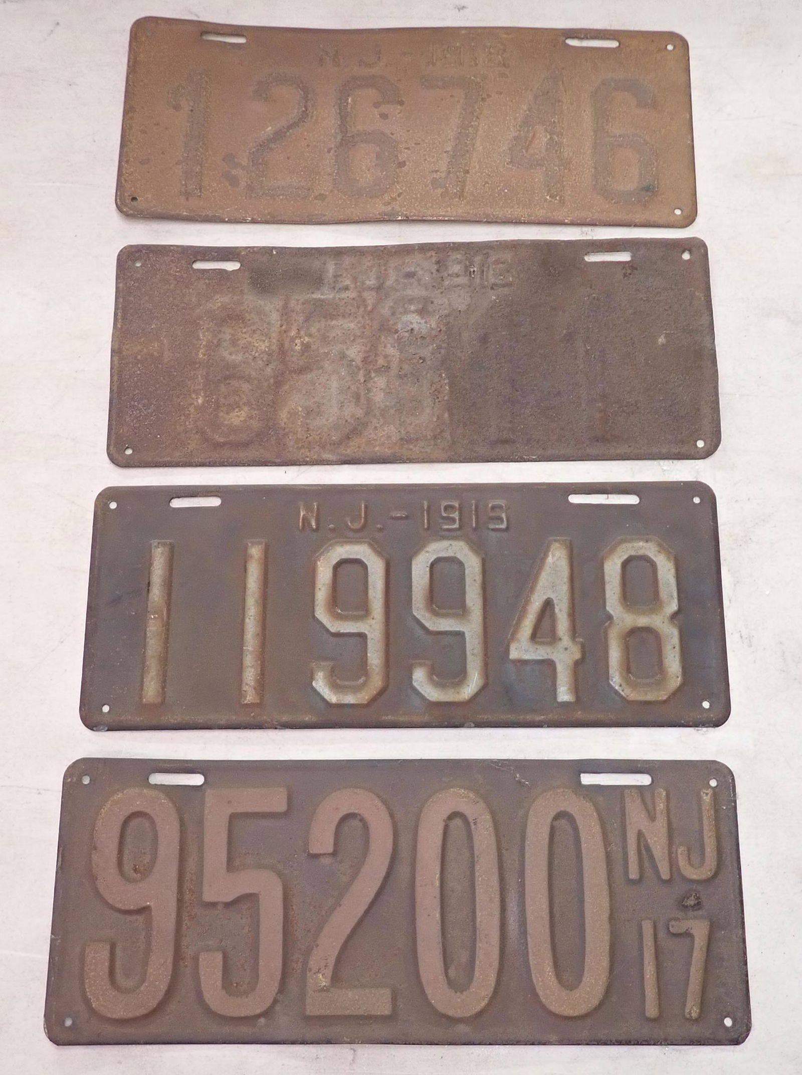 1917 1918 1919 NJ License Plates (1 of 3)