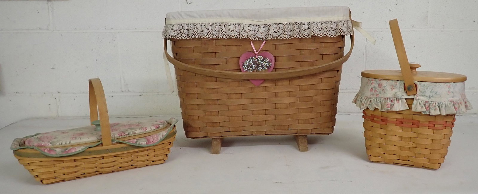 3 Longaberger Baskets: Largest is approx 8 1/2" x 16" x 12 1/2" tall