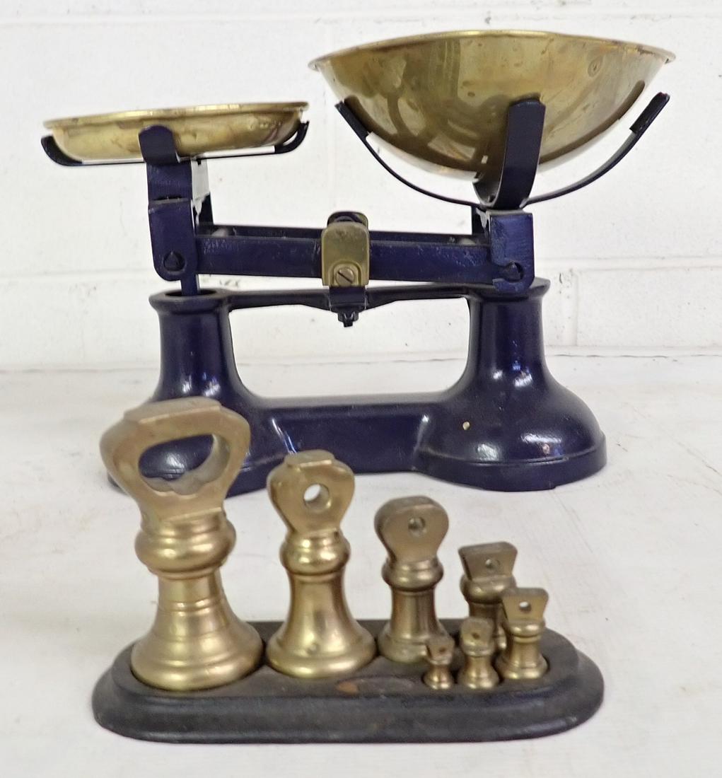 Scale in Blue Paint w/ Brass Weights (1 of 6)