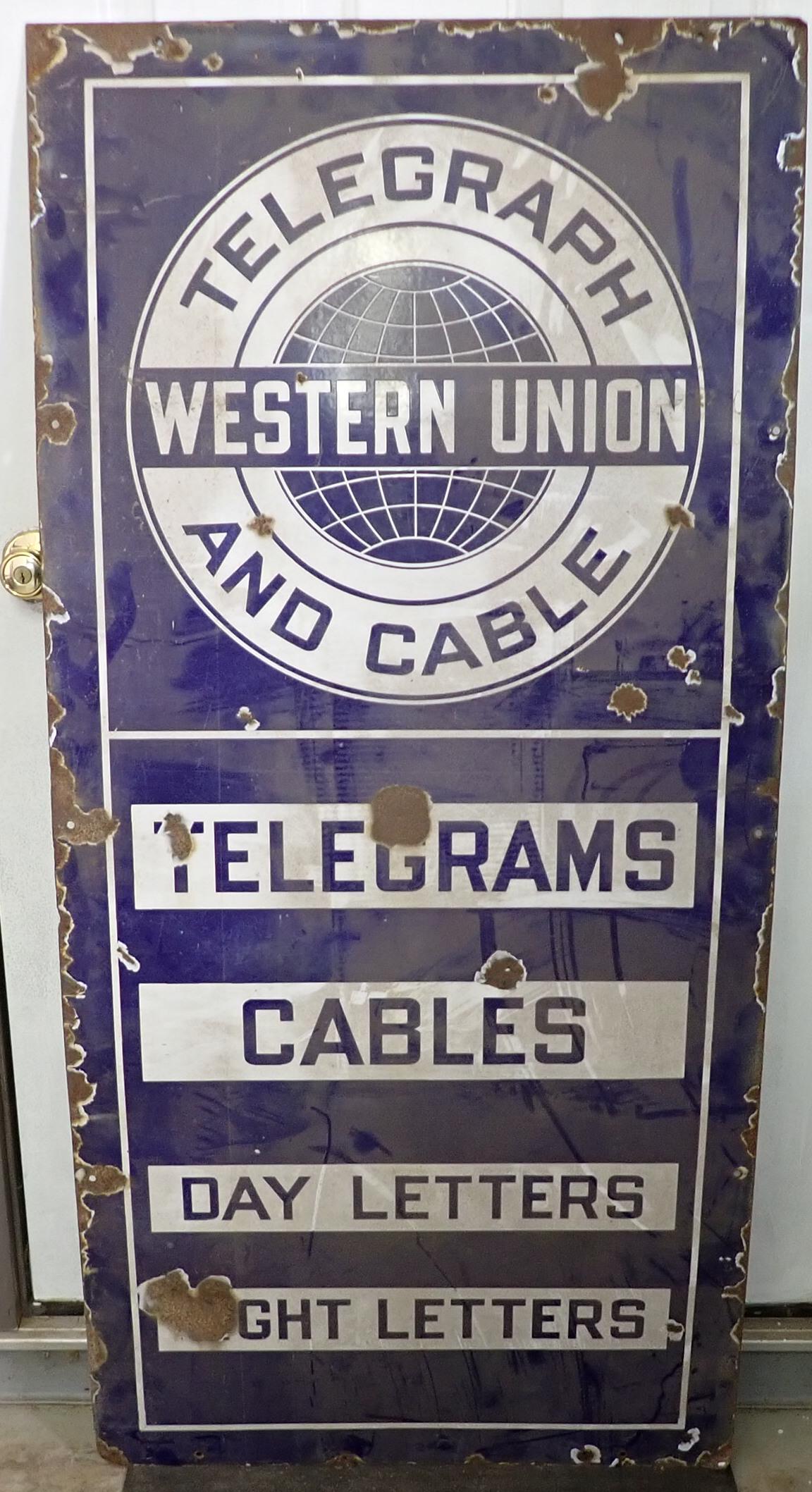 Western Union Telegraph & Cable Porcelain Sign (1 of 7)