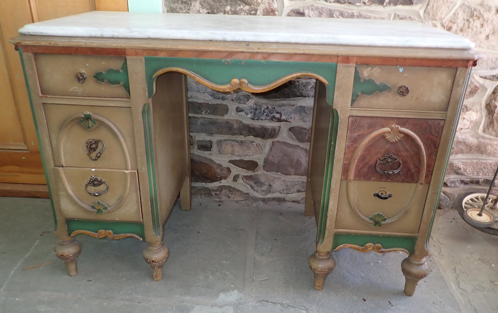 Vanity with Marble Top: Approx 19 1/2" x 43 1/4" x 29" tall. No shipping ! Bring help to load !