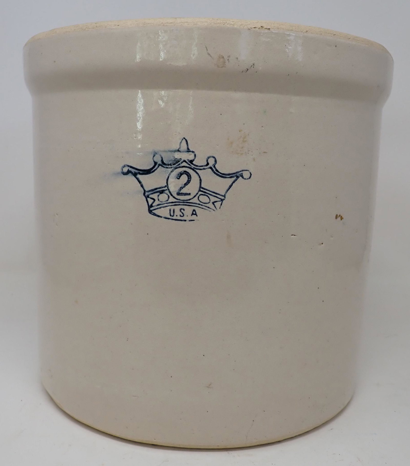 2 Gallon Stoneware Crock: Approx 10" in diameter and 9 1/2" tall. NO SHIPPING