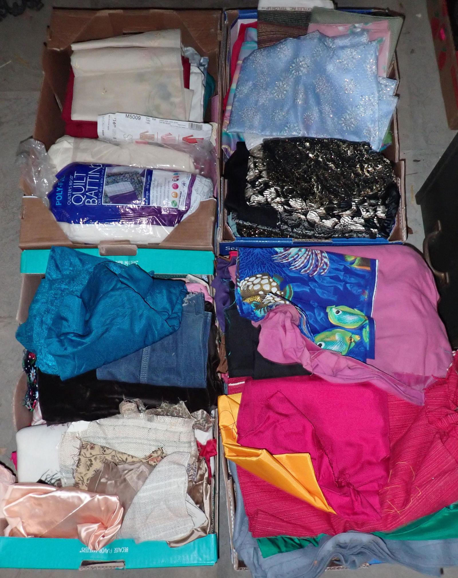4 Boxes of Misc Material / Fabric (1 of 2)