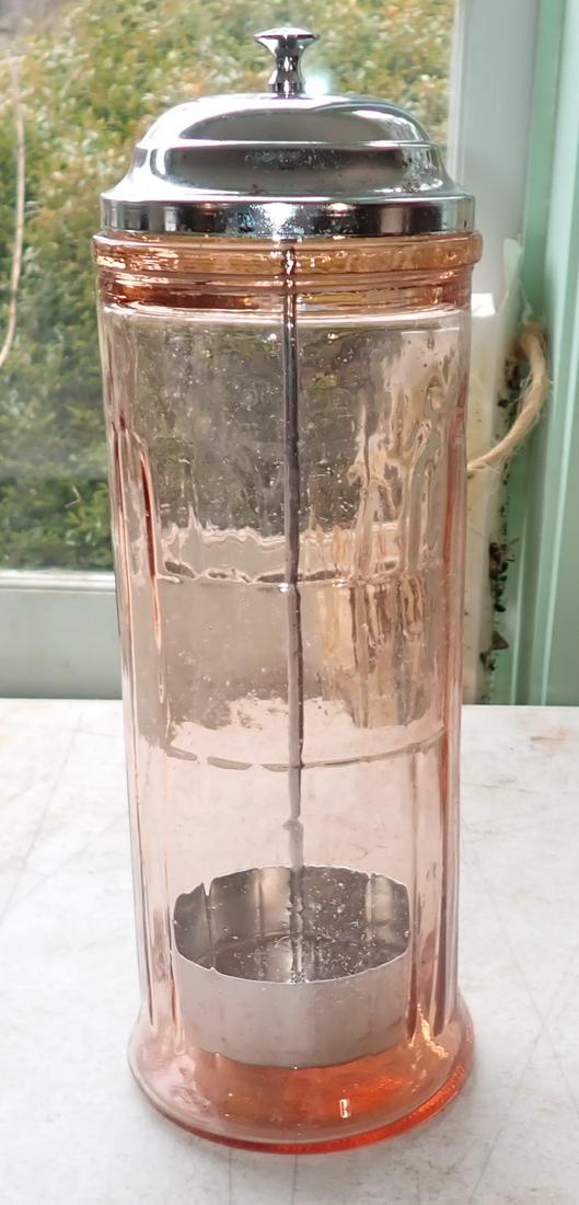 Pink Depression Style Straw Dispenser / Holder (1 of 2)