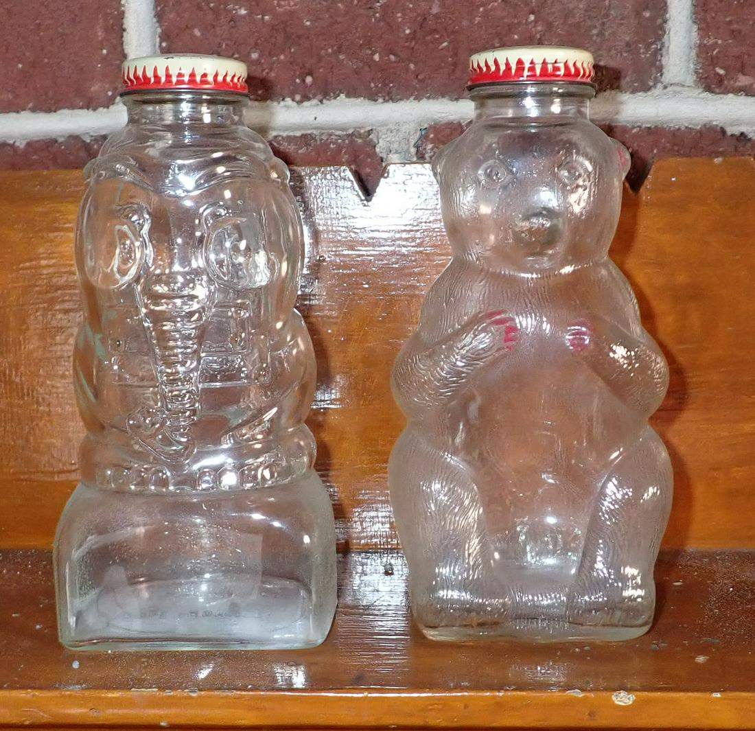Snow Crest Elephant & Bear Bottle Banks: Approx 7" tall