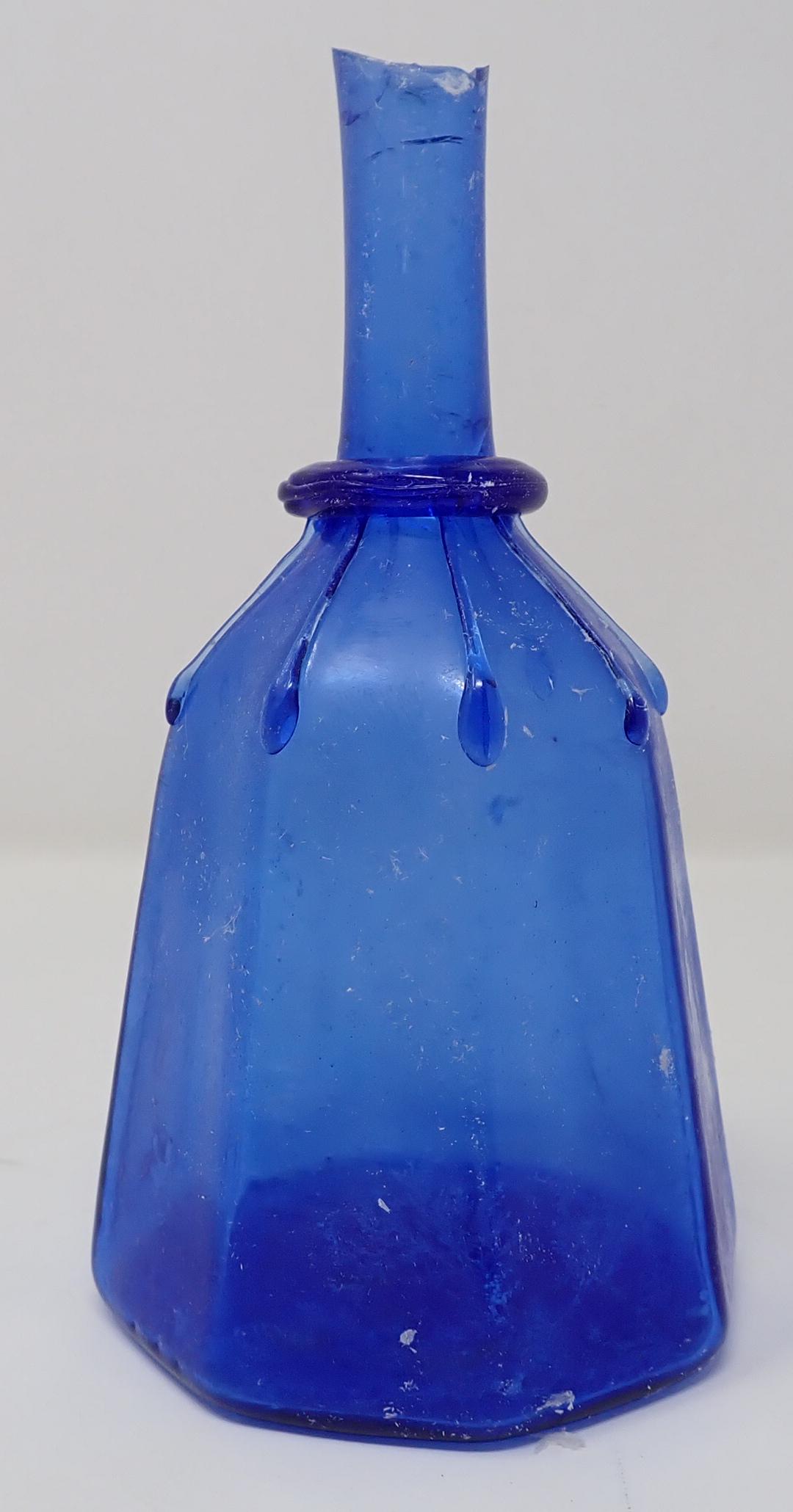 Early Blue Blown Glass Bottle (1 of 6)