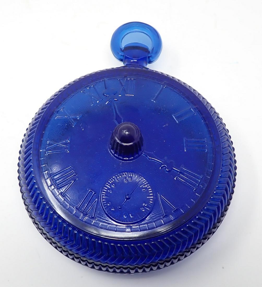 Imperial Glass Blue Pocket Watch Candy Dish (1 of 4)