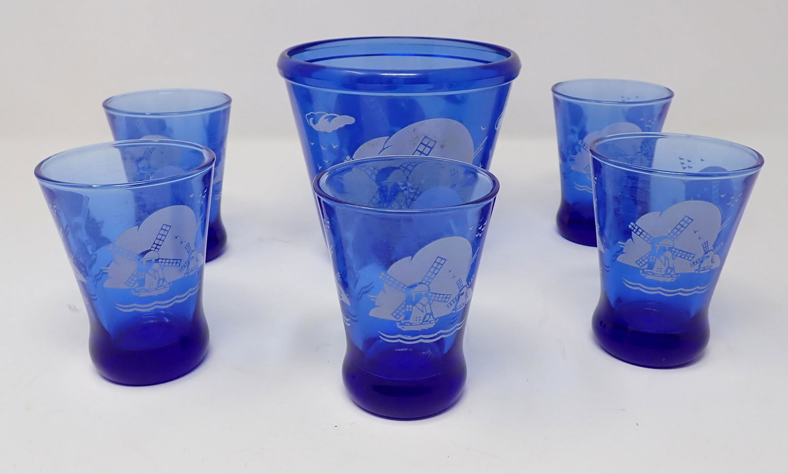 Hazel Atlas Cobalt Blue Windmill Shot Glasses (1 of 3)