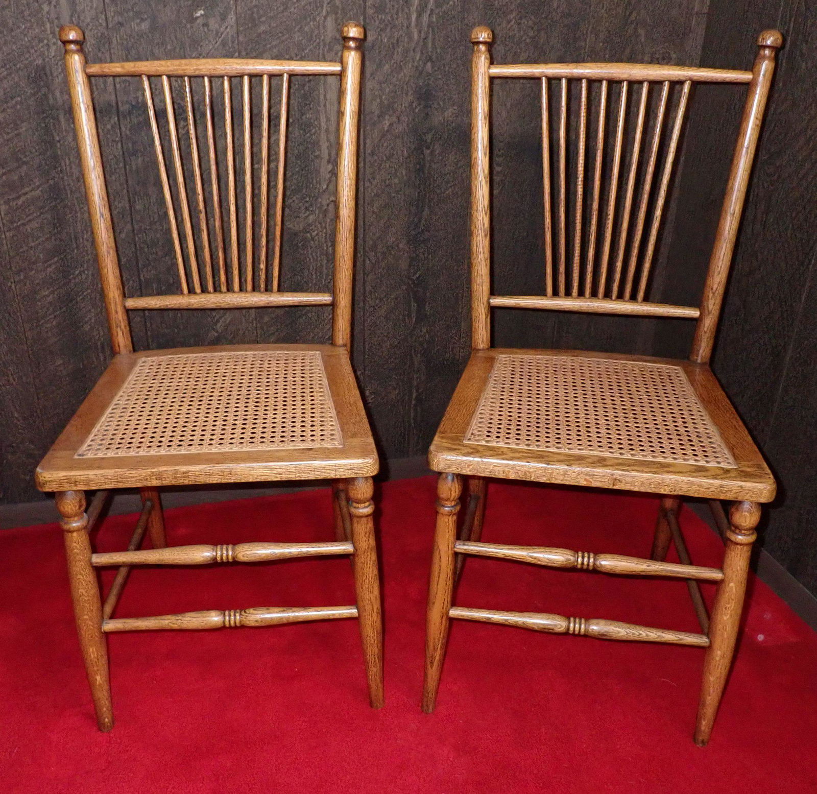 Pair of Oak Chairs w/ Cane Seats (1 of 2)