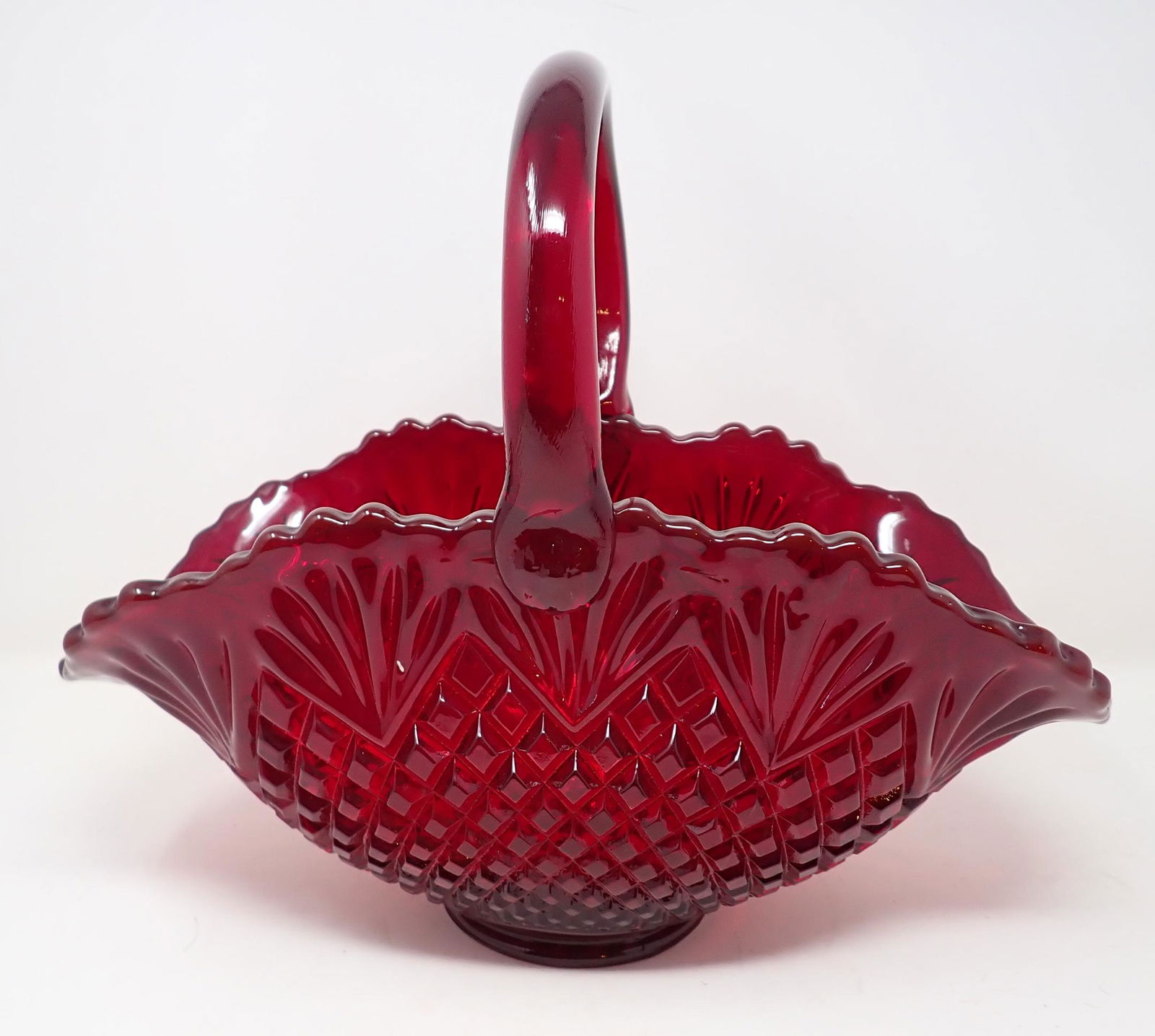 Cranberry Glass Basket (1 of 3)