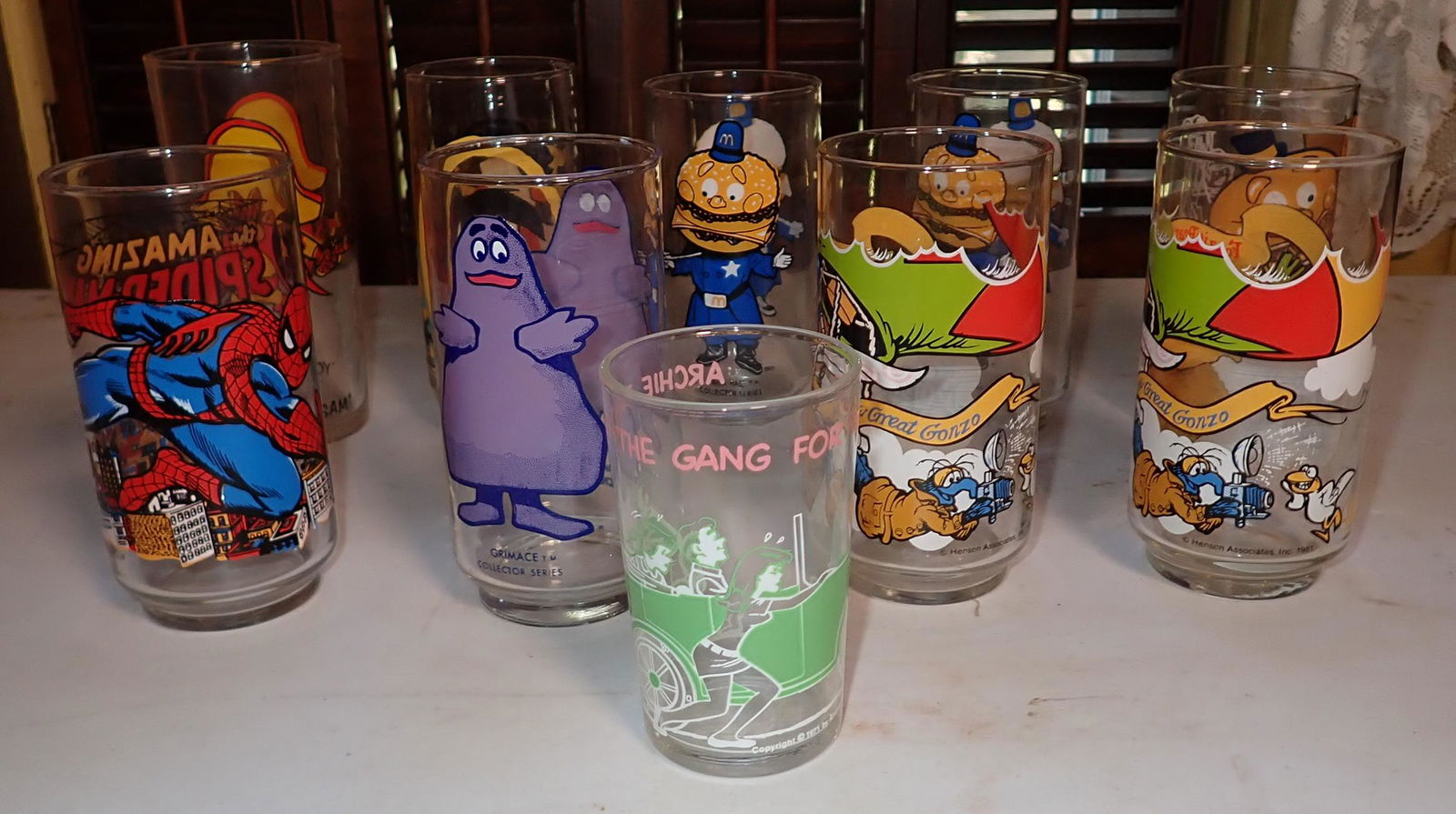 Flintstone Burger King Spiderman Drinking Glasses: Largest drinking glasses are approx 3" in diameter and 6 1/4" tall