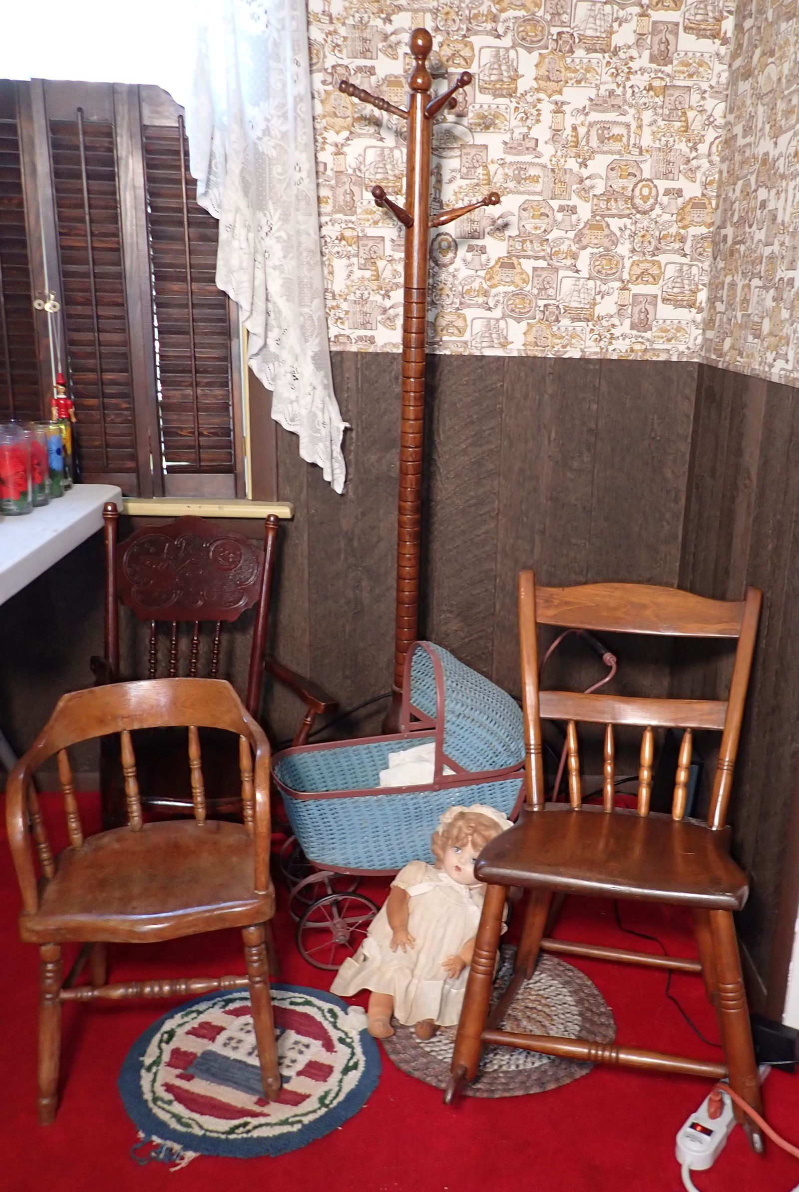 Childs Rockers Chair Dolls w/ Stroller Clothes Tree (1 of 5)