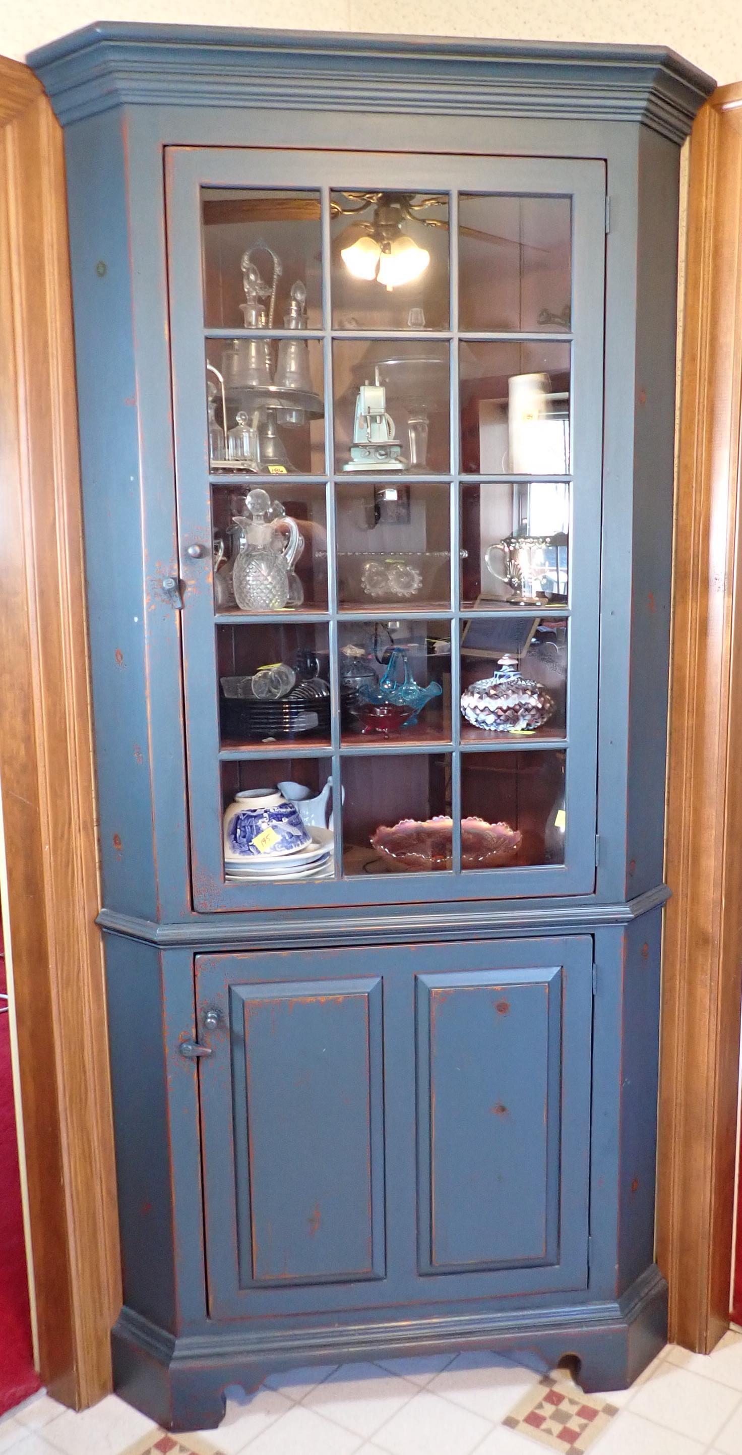 Corner Cupboard in Blue Paint (1 of 4)