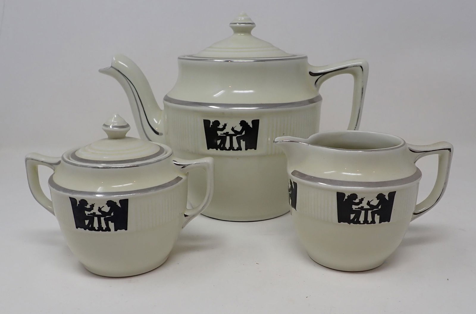 Hall's Silhouette Teapot Creamer & Sugar (1 of 1)