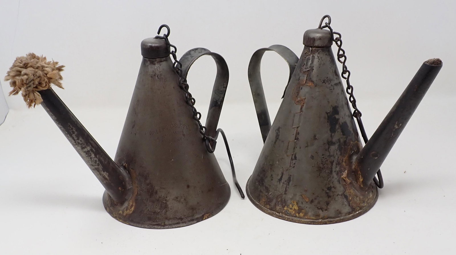 2 P. Wall Miners Lamps: Approx 6" in diameter and 7 3/4" tall.
