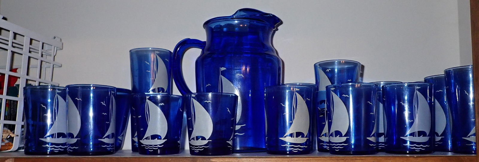 Hazel Atlas 20pc Cobalt Blue Sailboat Water Set (1 of 3)