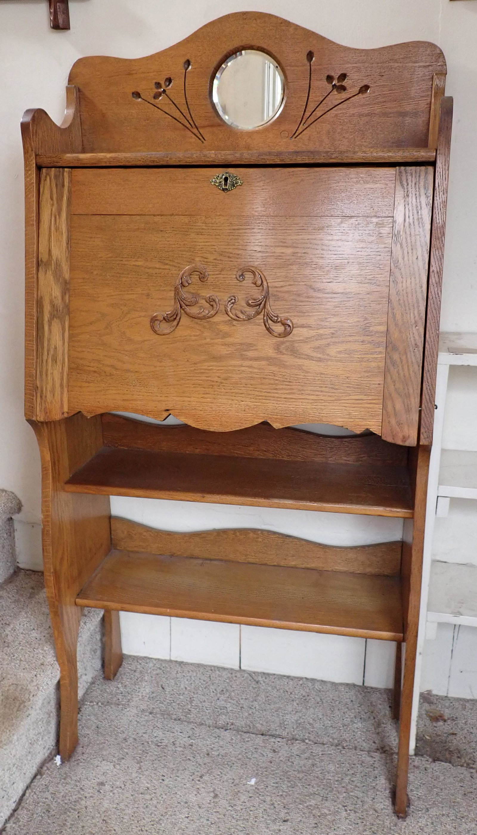 Larkin Desk: Apprx 11 1/2" x 26 1/2" x 55" tall. NO SHIPPING ! Buyer must be at pick up at 9:30am to remove. Bring help.