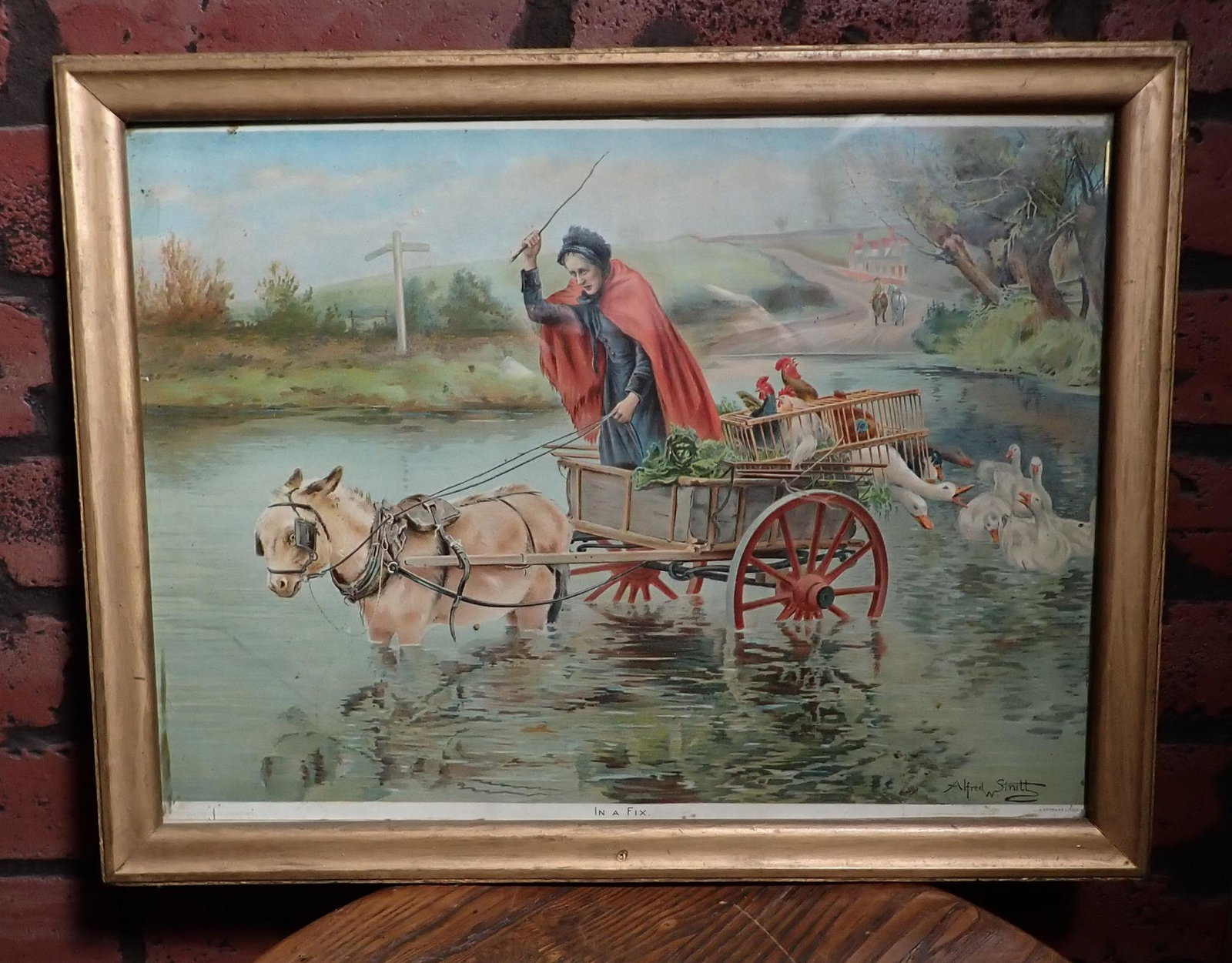 Alfred Strutt In A Fix Donkey Cart Litho: Approx 12 3/4" x 16 3/4"