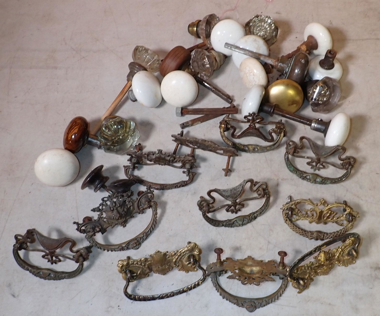 Glass Porcelain Door Knobs Brass Hardware Pulls (1 of 5)