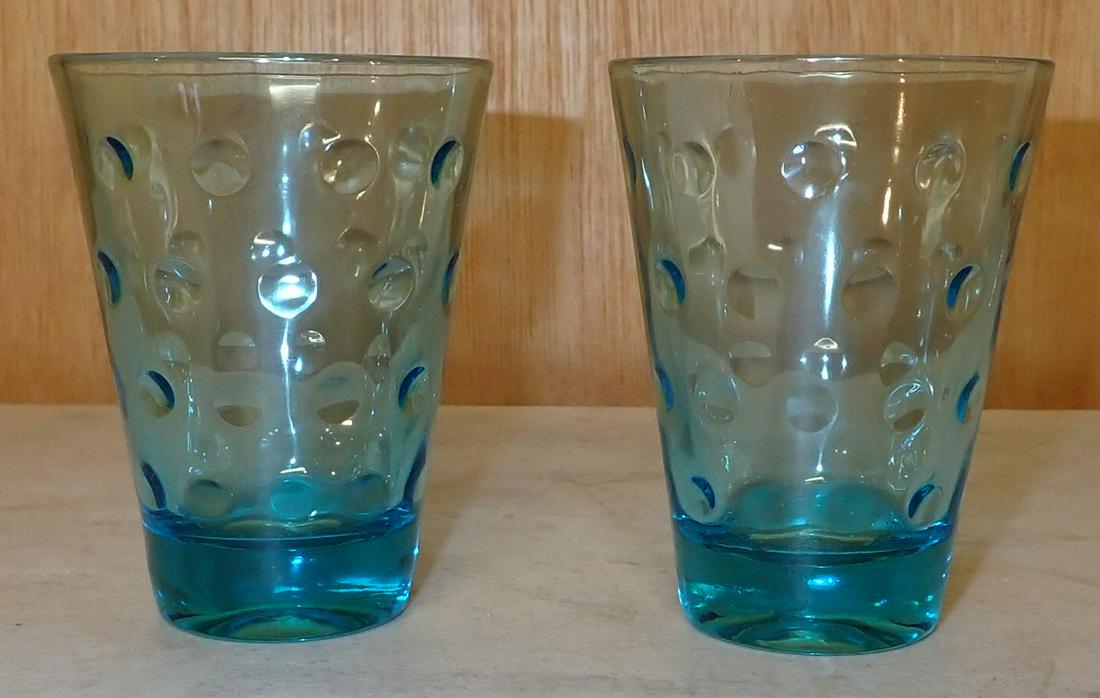3 Coin Dot Juice Glasses: Approx 2 3/4" in diameter and 3 5/8" tall