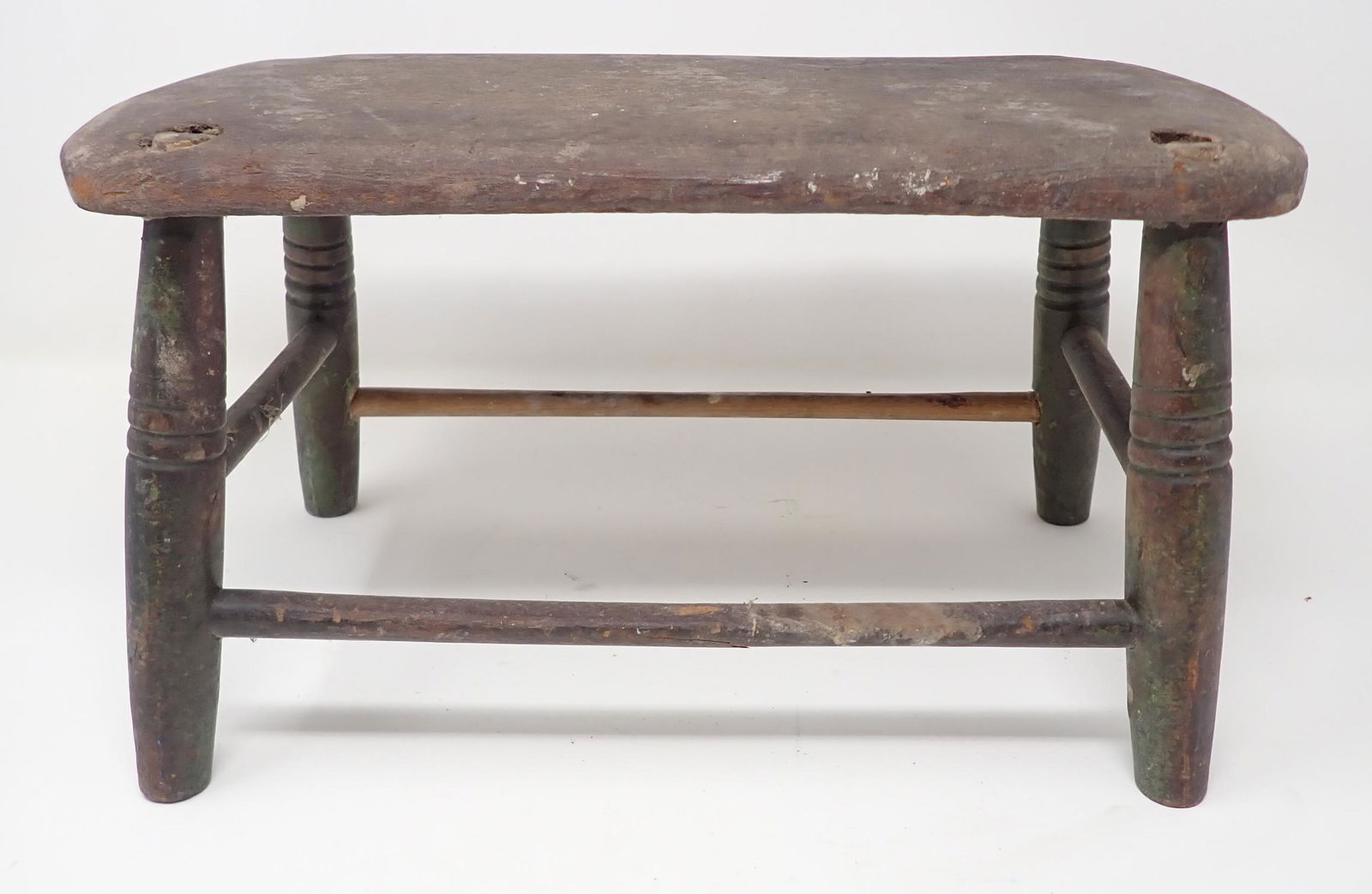 Windsor Foot Stool w/ Green Paint (1 of 4)