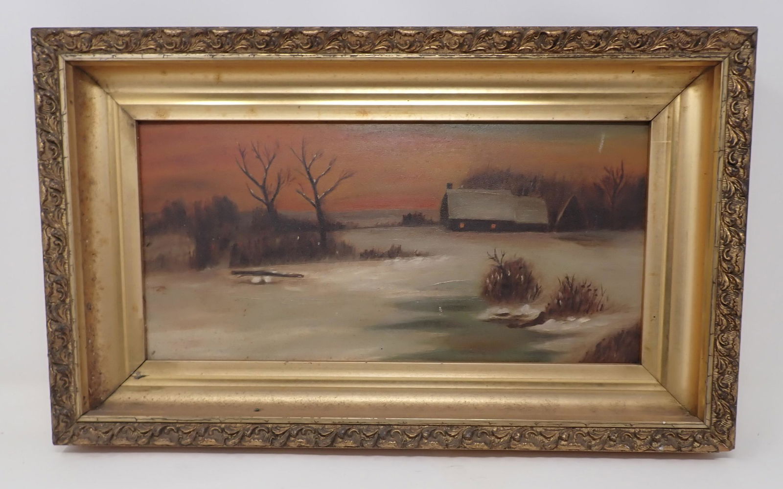 Winter Landscape Oil on Board Painting (1 of 2)
