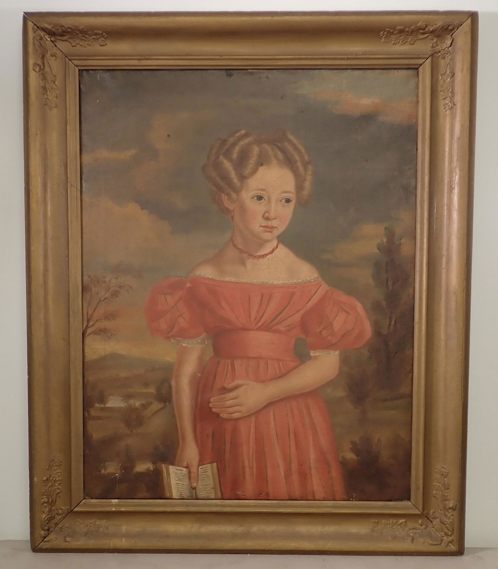 1832 Signed Folk Art Oil on Canvas Painting (1 of 7)