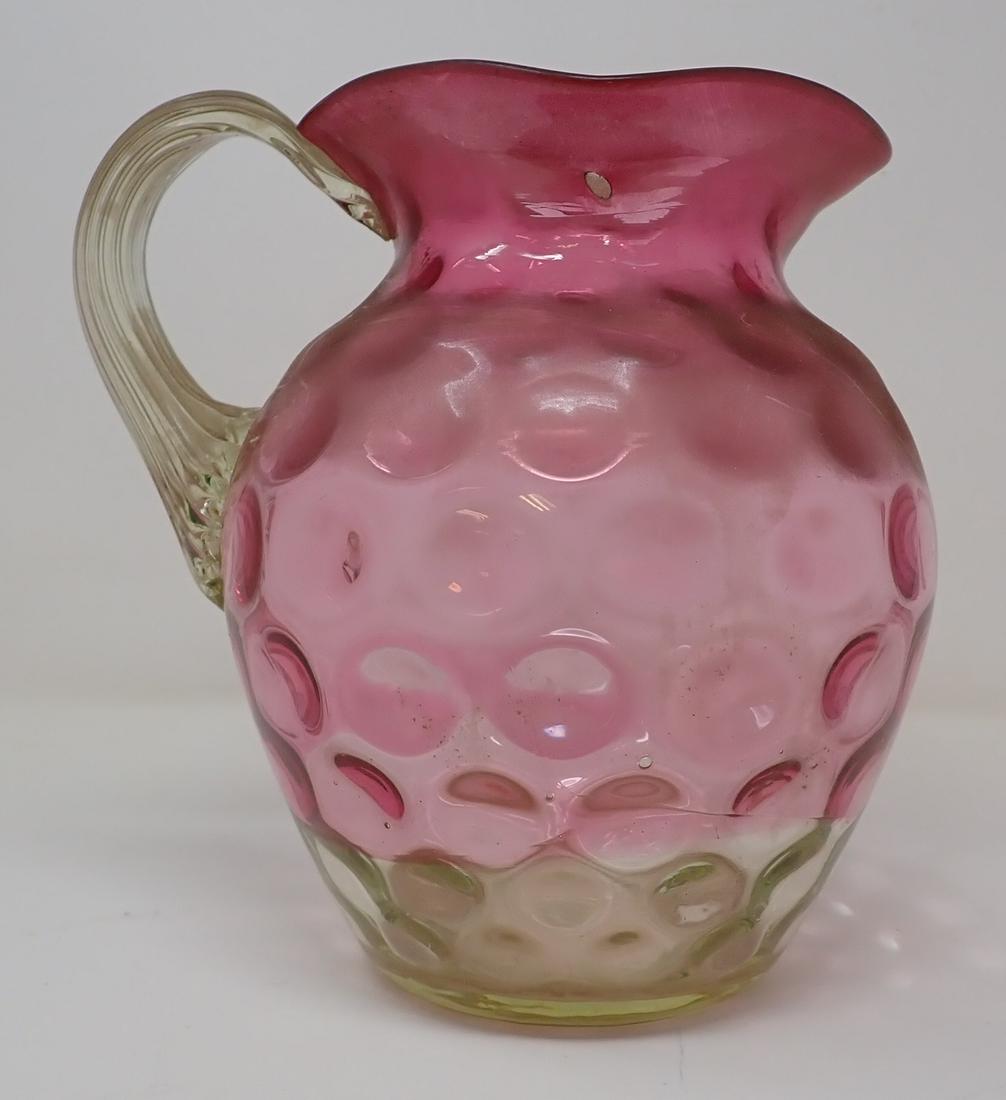 Coin Dot Cranberry Water Pitcher w/ Applied Handle (1 of 4)